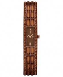 A chocolate-hued watch from DKNY embellished with stunning crystal accents.