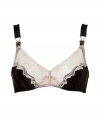 Stella McCartney brings her high fashion aesthetic to intimates with delicate vintage detailing and subtly sexy cuts - Black silk and lace with soft cups and vintage-inspired wide straps, back hook and eye closure - Wear under a silk blouse with a figure-hugging pencil skirt and heels