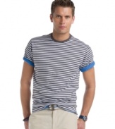 Get on board with the nautical trend. This striped tee from Izod is sporty style at its best.