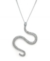 Simply serpentine. The chic s-curve of Bar III's sparkling snake pendant make it a delightful addition to your accessory collection. Crafted in rhodium-plated mixed metal with sparkling crystal details. Approximate length: 30 inches + 3-inch extender. Approximate drop length: 4 inches. Approximate drop width: 2-1/2 inches.