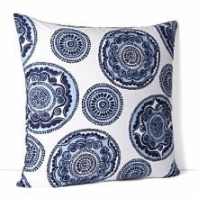 India's biggest city inspires this vibrant bedding from John Robshaw. Small and large medallions spin around abstracted, stylized poppies in indigo and phthalo blue to represent the people, cars and trucks on the streets of Mumbai swerving around each other with nearly choreographed grace.