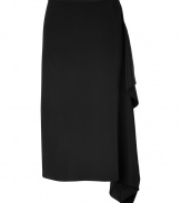 Glamorously draped at the side, this elegant skirt from Tibi is a modern-feminine must - Hidden back zip, falls below the knee - Narrow and straight silhouette - Perfect for cocktail parties and evening events with breezy tops and sky-high platform pumps