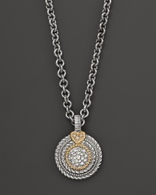 Judith Ripka Lenox Sterling Silver and 18K Gold Diamond Pavé Circle Pendant Necklace, 17