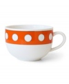 Spot on. Jonathan Adler's Mod Dot mug gives any meal a stylish boost with a bold orange and white palette. Gold trim adds an opulent touch.