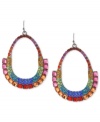 Covering the stylish spectrum, this pair of oval drop earrings from Haskell is crafted from hematite-tone mixed metal with multi-colored faceted beads lending a vibrant touch. Approximate drop: 2 inches.