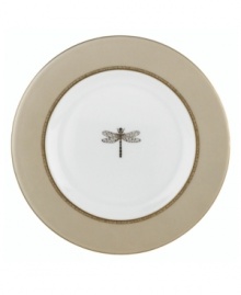 Adorned with delicate beetles and dragonflies, this classically shaped fine china salad plate combines simple elegance with casual style. The gold wing border makes your tabletop shine with elegance while the classic shape and delicate pattern exude style.