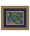 The brilliant color and rich imagery of Van Gogh's Irises express the painting's deep, emotional undercurrents. A midnight-blue mat picks up the vibrancy of each flower petal while, in embossed antique gold, the wood frame adds an elegant finish.