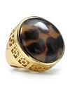 You don't need a upscale occasion to don Trina Turk's Shanghai cocktail ring. The tortoiseshell topper adds drama to daytime and evening looks.