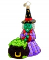 Totally spellbinding, Christopher Radko's handcrafted Hocus Pocus ornament is a treat for Halloween homes. A wicked witch stirs a mysterious brew that boils over a giant black cauldron.