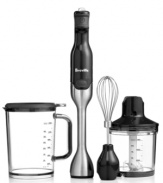 Right place, right time. This versatile hand blender is always on-call, bringing power, precision and convenience to your countertop. Perfect for blending on the spot in your pots and pans or whipping up a quick mix in the included measuring jug, this blender offers 15 speeds for a wide range of recipes. 1-year warranty. Model BSB510XL.