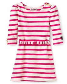 Juicy Couture Girls' Stripe French Terry Boat Neck Dress - Sizes 7-14