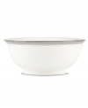 Dressed in soft grays and ribbons of platinum, the Palmetto Bay serving bowl by kate spade makes your table a destination for modern elegance.