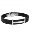 Add modern style to your classic look. This Bond collection bracelet from Breil features genuine black leather with polished stainless steel. Deployant buckle closure with pushers and engraved logo. Approximate length: 9 inches.