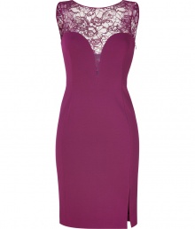 Take a seductive stance on cocktail hour in Emilio Puccis exquisite lace yolk dress - Round neckline, V-back, side slit, hidden side zip - Form-fitting - Wear with a dusting of sparkly fine jewelry and sleek suede heels