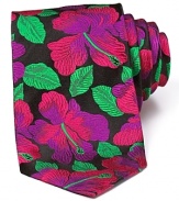 A bold floral print lends vibrant style to this DUCHAMP silk tie.