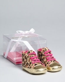 It's all about fun, flashy leopard print in Juicy Couture's updated high top sneakers.