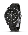 AWI International Round Black Ceramic and Stainless Steel Watch, 42mm