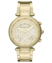 Glitzy accents take this golden Parker collection watch from Michael Kors to stylish new heights.