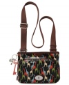 Add some vintage-inspired attitude to your everyday accessorizing with this colorful crossbody from Fossil. Durable coated canvas is outfitted with a fun pattern and signature hardware, while the interior offers plenty of pockets to stash your everyday essentials.