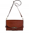 With equestrian-inspired strapping and sleek dark tan leather, Burberry Londons crossbody bag lends an ultra-sophisticated polish to your look - Flap with logo engraved plaque, removable buckled shoulder strap, check lining, inside zippered back wall pocket, front wall slot pockets - Wear with tailored outerwear or an iconic Burberry trench