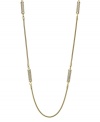 The epitome of class. Michael Kors' gold tone mixed metal necklace features a pave barrel detail. Approximate length: 48 inches.