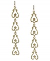 A vintage lover's dream. These linear earrings from Jessica Simpson stun with an inverted heart design. Crafted in gold tone mixed metal. Approximate drop: 3-1/2 inches.