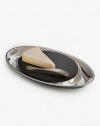 Elegantly evoking the majestic Southwest, this dinner-party essential features gleaming metal handles with a shallow metal well ideal for crackers, bread or fruit. An 18/10 stainless steel knife is double-curved and fits comfortably in the hand. Thoughtful wedding or anniversary gift 10W X 17½D Hand wash Imported 