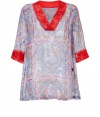 Inject high style to your pool-ready look with this printed Etro tunic with sequins - Contrasting V-neck and cuffs with sequin embellishment, relaxed silhouette, all-over paisley print - Pair with skinny jeans and flats for off-duty chic or with a bikini and sandals for stylish beachwear