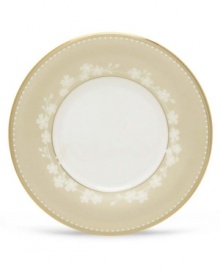 To entertain with grace and style look no further than the popular Bellina Gold collection from Lenox. Elegant bone china is patterned with delicate white flowers and textured white beads and rimmed with glistening golden bands. Qualifies for Rebate