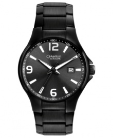 A perfectly styled sport watch from Caravelle by Bulova dressed in black and white.