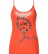 Stylish tank top in fine, lyocell and linen blend - Super-soft, lightweight material great for layering - Vibrant in orange with adorable Love graphic logo print - Spaghetti straps and wide, round neck - Deeper scoop at back - Slim yet relaxed silhouette - Casually cool and sweet, a great everyday go-to - Pair with skinny jeans, shorts, or a denim pencil skirt