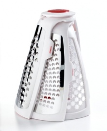 A fan favorite. Tackling the entire spread of the kitchen, this innovative tool combines extra-sharp graters to take on every recipe with precision and ease. Folds out to a perfect stand and nests for compact storage. Lifetime warranty.