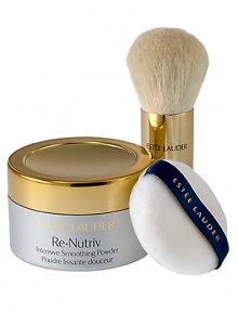 Re-Nutriv Intensive Smoothing Powder provides the perfect finish for your Re-Nutriv skincare, complementing and enhancing your newly lifted look. It minimizes imperfections so skin looks radiant for hours. Silky formula applies smoothly, blends evenly. Actually helps prevent skin from losing moisture. Includes a puff and a golden powder brush. .63 oz. 