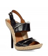 With a futuristic aesthetic, these Givenchy cork sandals push the boundaries while remaining ultra-stylish - Open toe, leather straps with silver-tone metal detail, ankle strap with buckle closure, cork outersole, stiletto heel - Pair with pleated silk shorts, a sheer blouse, and a boyfriend blazer