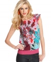 A boldly abstract floral print makes a bright summer statement on this Desigual top -- pair it with your fave denim!