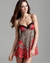 Show off your wild side in a satin animal and floral print babydoll from In Bloom.