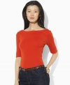 Lauren by Ralph Lauren's chic boat neckline infuses the classic cotton jersey Benny tee with breezy, relaxed style.