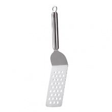 This perforated stainless steel Rösle spatula is an integral component in Rösle's open kitchen concept. Ideal for small kitchens, attachments hang via hooks on a wall rail with space-saving convenience.