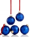 Simply brilliant, Martha Stewart Collection Christmas ornaments will be an annual favorite in glass that's striped and spotted with royal-blue glitter.