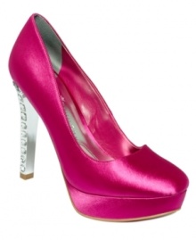 Shiny and bright with an unexpected icy heel. Paris Hilton's Jackie platform pumps are ready to take over the night.