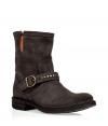 These rugged-yet-chic boots have a vintage feel thats a perfect compliment to this seasons 1970s-inspired pieces - Durable leather sole, slightly upturned toe, narrow shaft with front buckle detail with stud embellishment, this style runs large so its recommended to order a size down - Style with boho-inspired dresses and skinny jeans for an of-the-moment look