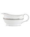 Inspired by the trim on an elegant gown, the graceful Lace Couture gravy boat features an intricate platinum border that combines harmoniously with white bone china for unparalleled style. From Lenox. Qualifies for Rebate