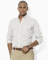 Classic windowpane checks create a preppy spirit on this relaxed-fitting sport shirt in ultra-soft cotton twill.