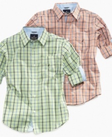 Prep him in plaid. He'll look good in this  Nautica shirt no matter what he ends up doing during the day.