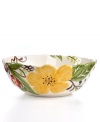 Hand painted with folksy florals, the Jardin serving bowl delivers colorful fresh-for-spring style and everyday durability. With scalloped edge.