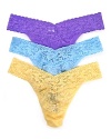 A soft stretchy lace original rise thong with a thick signature lace waistband in new fashion colors!