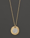 Diamonds in an 14K gold pendant necklace from Meira T.