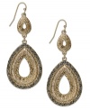 Drops are in, and INC International Concepts shows it with these lovely earrings. They're crafted from 12k gold-plated mixed metal and feature black glass accents. Approximate drop: 2-1/2 inches.