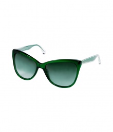 Eye-catching and chic with their cool transparent green frames, Dolce & Gabbanas cat-eye sunglasses add a spark of retro glamour to every outfit - Transparent green acetate cat-eye frames, gradient charcoal-green lenses, embedded green handles with clear casing, silver-toned pins and logo at temples - Lens filter category 2 - Comes with a logo detailed hard case and drawstring pouch