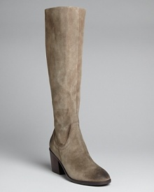 Kelsi Dagger defines a basic tall boot design by crafting it in rugged, oiled, distressed suede. It's a good vintage.